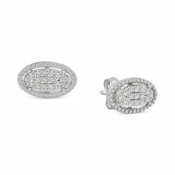Cheap 🤩 Wrapped In Love Diamond Oval Cluster Stud Earrings (1/2 Ct. T.w.) In 14k White Gold, Created For Macy's ⭐