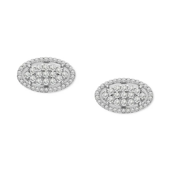 Cheap 🤩 Wrapped In Love Diamond Oval Cluster Stud Earrings (1/2 Ct. T.w.) In 14k White Gold, Created For Macy's ⭐ - Image 4