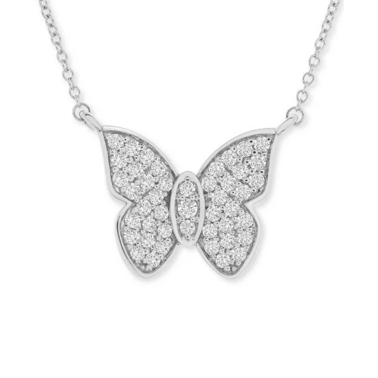 Flash Sale ๐ฏ Wrapped In Love Diamond Butterfly 20 Pendant Necklace (1/2 Ct. T.w.) In 14k White Gold, Created For Macy's ๐ฅฐ