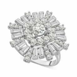 Flash Sale 😉 Wrapped In Love Diamond Round & Baguette Cluster Ring (2 Ct. T.w.) In 14k White Gold, Created For Macy's 🔔