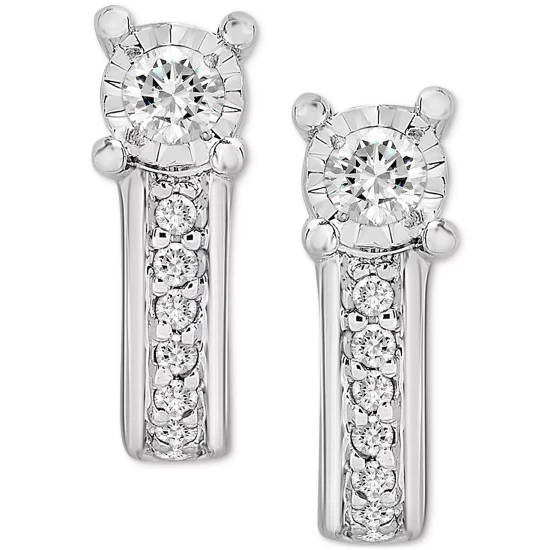Buy ๐ Wrapped Diamond Huggie Hoop Earrings (1/10 Ct. T.w.) In 14k White Gold, Created For Macy's ๐ - Image 4