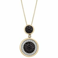 Cheapest 🥰 Wrapped In Love Black Diamond (1/2 Ct. T.w.) & White Diamond (1/4 Ct. T.w.) Double Circle Pendant Necklace In 14k Gold, 16 + 4 Extender, Created For Macy's Yellow Gold ❤️