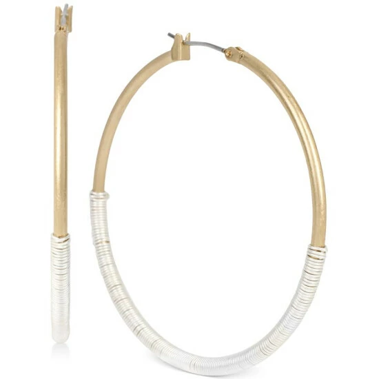 Cheapest β€οΈ Robert Lee Morris Soho Large Two-Tone Wrapped Hoop Earrings Silver π