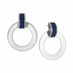 Budget 🔔 Alfani Silver-Tone Denim-Wrapped Doorknocker Drop Earrings, Created For Macy's Blue 👏