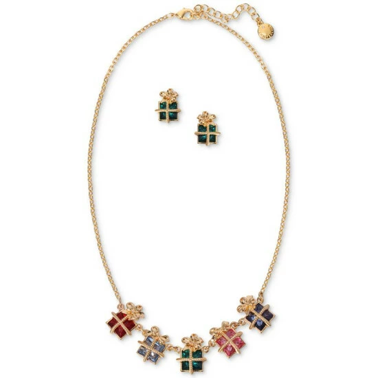 Buy π Charter Club Gold-Tone Multicolor Stone Wrapped Gift Statement Necklace & Stud Earrings Set, Created For Macy's π