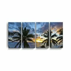 Budget 🔔 Ready2HangArt Niue Sunset III 4 Piece Wrapped Canvas Coastal Wall Art Set, 24 X 48 Multi 🎉