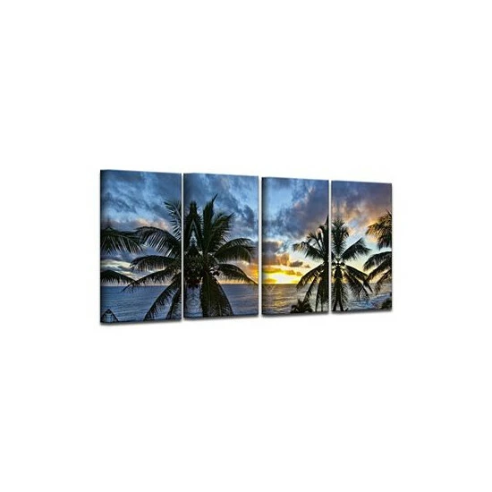 Budget 🔔 Ready2HangArt Niue Sunset III 4 Piece Wrapped Canvas Coastal Wall Art Set, 24 X 48 Multi 🎉 - Image 2
