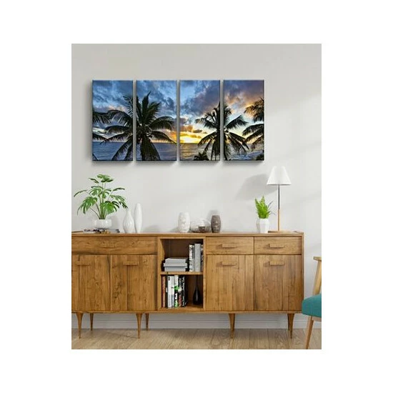 Budget 🔔 Ready2HangArt Niue Sunset III 4 Piece Wrapped Canvas Coastal Wall Art Set, 24 X 48 Multi 🎉 - Image 3
