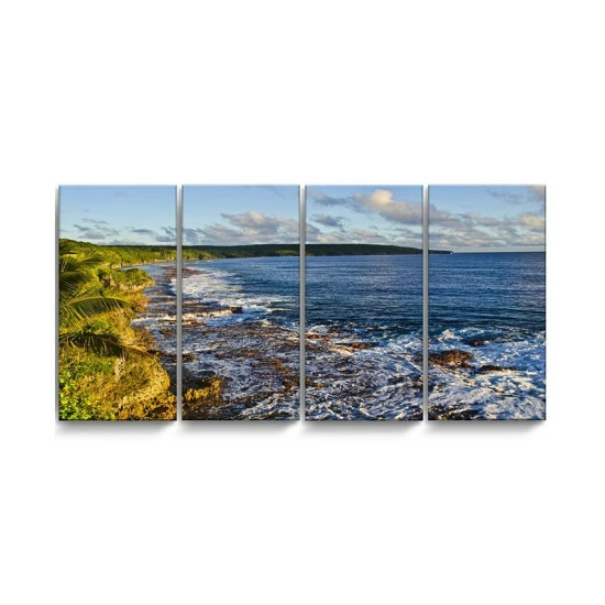 Flash Sale ❤️ Ready2HangArt Breakaway 4 Piece Wrapped Canvas Coastal Wall Art Set, 20 X 48 Multi 😀
