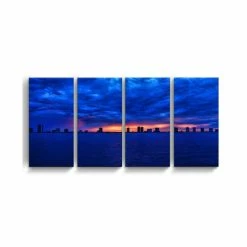 Wholesale ✔️ Ready2HangArt Singer Skyline 4 Piece Wrapped Canvas Coastal Wall Art Set, 24 X 48 Multi 👍