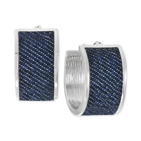Hot Sale β Alfani Silver-Tone Denim-Wrapped Hoop Earrings, Created For Macy's Blue π