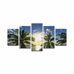 Best Sale 🛒 Ready2HangArt Niue Palms Sunset 5 Piece Wrapped Canvas Coastal Wall Art Set, 30 X 60 No Color 👍