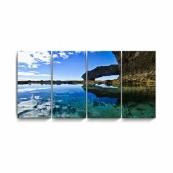 Flash Sale 💯 Ready2HangArt Aqua Rocks 4 Piece Wrapped Canvas Coastal Wall Art Set, 24 X 48 Multi 🥰