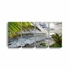 Hot Sale 🔥 Ready2HangArt Palms View 4 Piece Wrapped Canvas Coastal Wall Art Set, 24 X 48 Multi ⌛