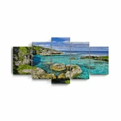 Deals ⭐ Ready2HangArt Seaglass III 5 Piece Wrapped Canvas Coastal Wall Art Set, 30 X 60 Multi 🛒