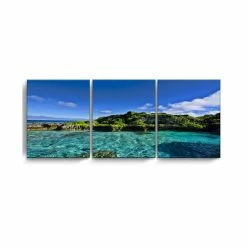 New 🔥 Ready2HangArt Grunge Pano 3 Piece Wrapped Canvas Coastal Wall Art Set, 20 X 48 Multi 💯