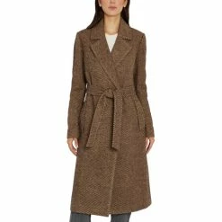 Wholesale 🎁 Sam Edelman 👩 Women's Belted Tweed Wrap 🧥 Coat Black And White 🎉