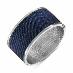 Budget 🔥 Alfani Silver-Tone Denim-Wrapped Bangle Bracelet, Created For Macy's Blue ⭐