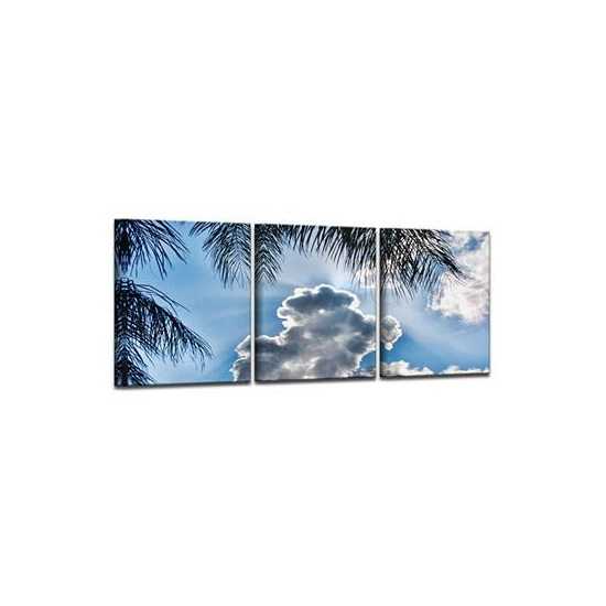 Best Sale ✔️ Ready2HangArt Cloudy Palms 3 Piece Wrapped Canvas Coastal Wall Art Set, 20 X 48 Multi 🥰 - Image 2