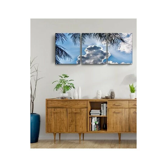 Best Sale ✔️ Ready2HangArt Cloudy Palms 3 Piece Wrapped Canvas Coastal Wall Art Set, 20 X 48 Multi 🥰 - Image 3