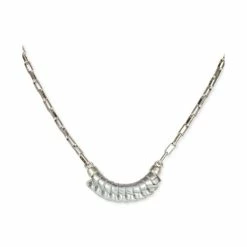 Flash Sale 🔥 Patricia Nash Silver-Tone Sorella Wrapped Crescent Necklace, 18 + 2-1/2 Extender Med Gray 🥰