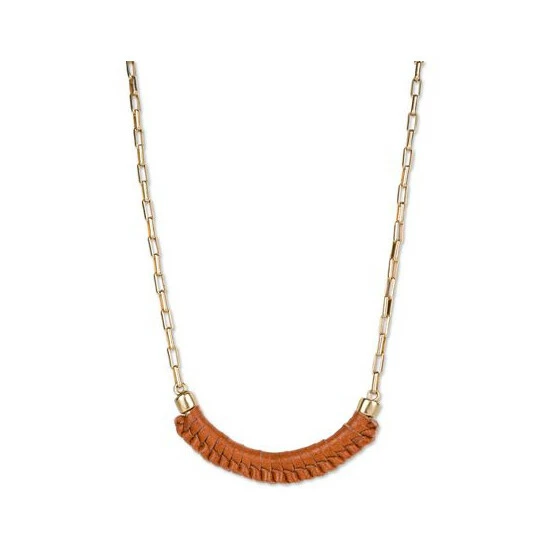 Best reviews of 🤩 Patricia Nash Gold-Tone Brown Leather-Wrapped Crescent Long Pendant Necklace, 32 + 2 Extender Dark Yellow ⌛ - Image 2