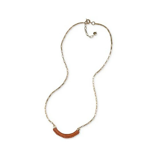 Best reviews of 🤩 Patricia Nash Gold-Tone Brown Leather-Wrapped Crescent Long Pendant Necklace, 32 + 2 Extender Dark Yellow ⌛ - Image 3