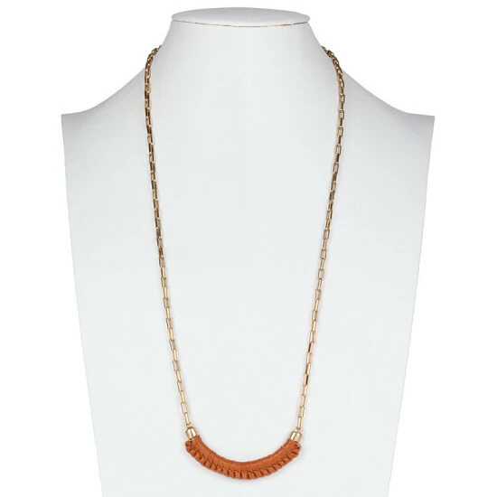 Best reviews of 🤩 Patricia Nash Gold-Tone Brown Leather-Wrapped Crescent Long Pendant Necklace, 32 + 2 Extender Dark Yellow ⌛ - Image 4