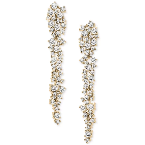 Discount 👍 Wrapped In Love Diamond Scatter Cluster Linear Drop Earrings (2 Ct. T.w.) In 14k Gold, Created For Macy's Yellow Gold ❤️ - Image 5