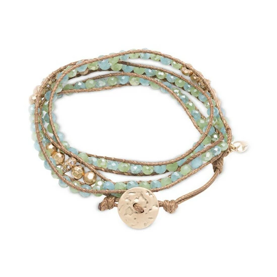 Outlet π₯° Lonna & Lilly Glass Bead Wrap-Style Bracelet Light Green π₯°
