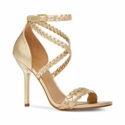 Best Pirce ⌛ Michael Kors 👩 Women's Astrid Braided-Strap 👗 Dress 🩴 Sandals Pale Gold 🌟