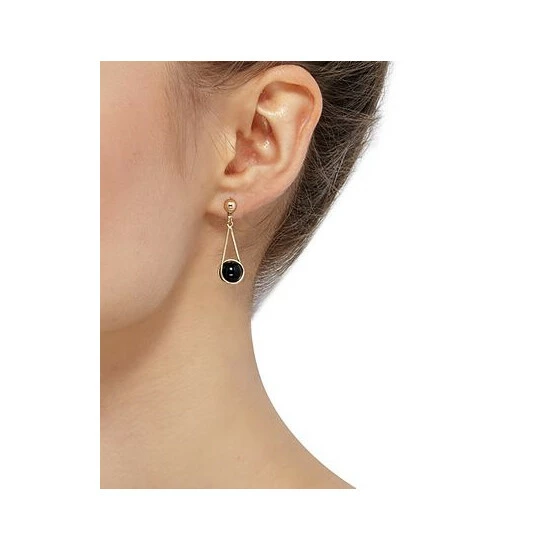 Brand new ๐ Macy's Onyx Wire Wrap Drop Earrings In 10k Gold ๐ฏ - Image 2