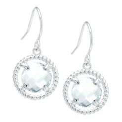 Best deal ⭐ Giani Bernini Round Crystal Wire Drop Earrings In Sterling Silver. Available In Clear, Blue, Green Or Purple ❤️