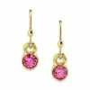 Buy ⭐ 2028 14K Gold Dipped Round Crystal Wire Drop Earring Pink ✔️