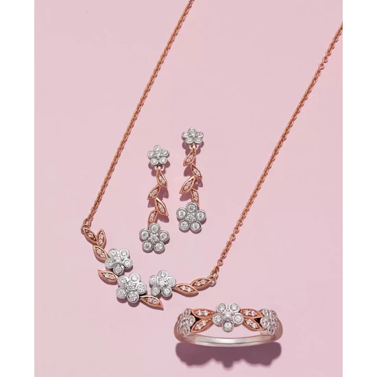 Deals 🧨 Wrapped In Love Diamond Flower Drop Earrings (1/4 Ct. T.w.) In 14k Rose & White Gold, Created For Macy's Rose/white Gold 🛒 - Image 3