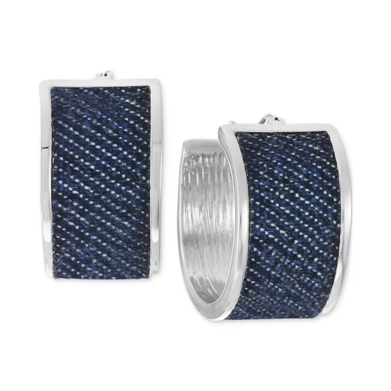 Hot Sale β Alfani Silver-Tone Denim-Wrapped Hoop Earrings, Created For Macy's Blue π - Image 2