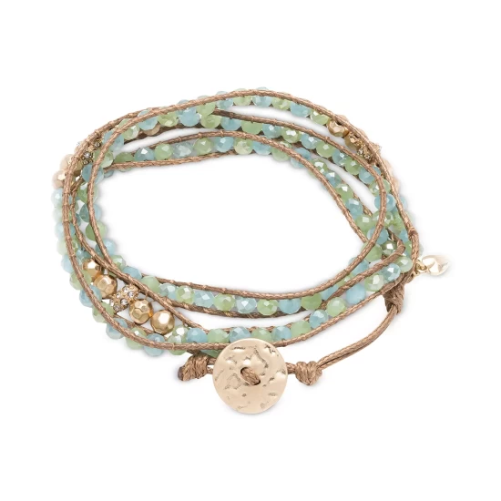 Outlet π₯° Lonna & Lilly Glass Bead Wrap-Style Bracelet Light Green π₯° - Image 2