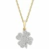 New 👍 Wrapped Diamond Clover 18 Pendant Necklace (1/10 Ct. T.w.) In 10k Gold, Created For Macy's Yellow Gold 🛒