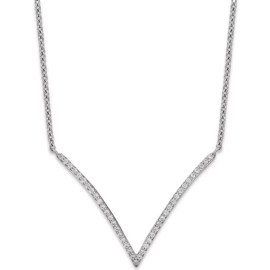 Coupon ⭐ Wrapped Diamond V-Necklace In 10k White Gold (1/6 Ct. T.w.) 🧨 - Image 2
