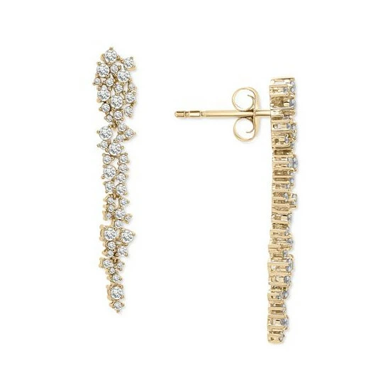 Discount 👍 Wrapped In Love Diamond Scatter Cluster Linear Drop Earrings (2 Ct. T.w.) In 14k Gold, Created For Macy's Yellow Gold ❤️ - Image 3
