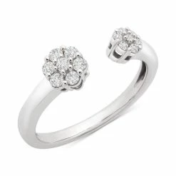 Best Sale 🔥 Wrapped Diamond Flower Cluster Cuff Ring (1/4 Ct. T.w.) In 14k White Gold, Created For Macy's 😍