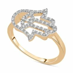 Discount ⭐ Wrapped Diamond Hamsa Hand Ring (1/6 Ct. T.w.) In 14k Gold, Created For Macy's Yellow Gold 🧨