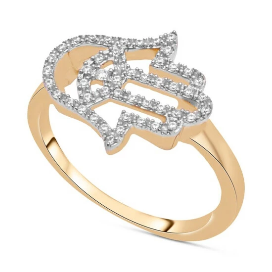 Discount ⭐ Wrapped Diamond Hamsa Hand Ring (1/6 Ct. T.w.) In 14k Gold, Created For Macy's Yellow Gold 🧨