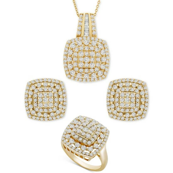 Discount π Wrapped In Love Diamond Cushion Cluster Pendant, Earrings , Ring Collection In 14k Gold π€©