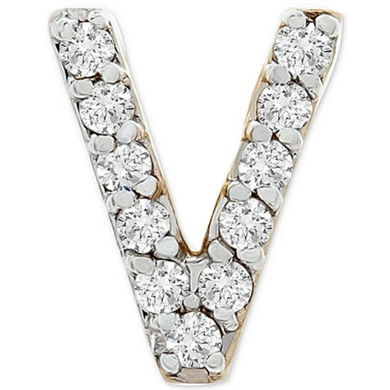 Discount 🛒 Wrapped Diamond Initial V Single Stud Earring (1/20 Ct. T.w.) In 14k Gold, Created For Macy's 🛒