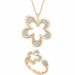 Hot Sale ✔️ Wrapped Diamond Flower Pendant Necklace & Cuff Ring Collection In 14k Gold, Created For Macy's 🌟