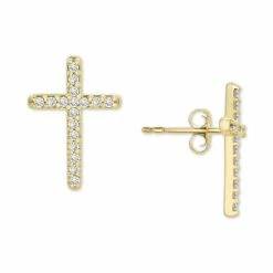 Outlet 🥰 Wrapped Diamond Cross Stud Earrings (1/10 Ct. T.w.) In 14k Gold Or 14k White Gold, Created For Macy's Yellow Gold 💯