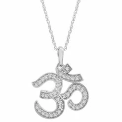 Cheap 💯 Wrapped Diamond Om Pendant Necklace (1/4 Ct. T.w.) In 14k White Gold, 18 + 2 Extender, Created For Macy's 👏
