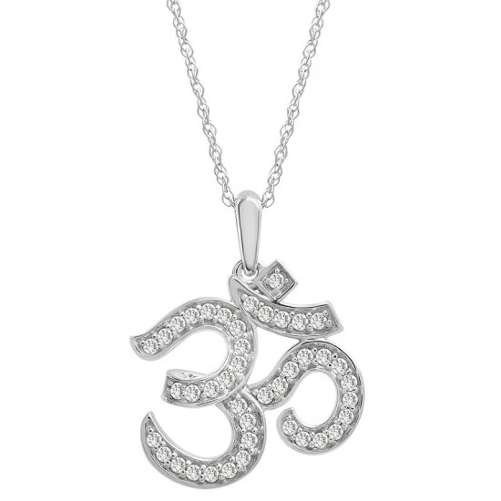Cheap ๐ฏ Wrapped Diamond Om Pendant Necklace (1/4 Ct. T.w.) In 14k White Gold, 18 + 2 Extender, Created For Macy's ๐