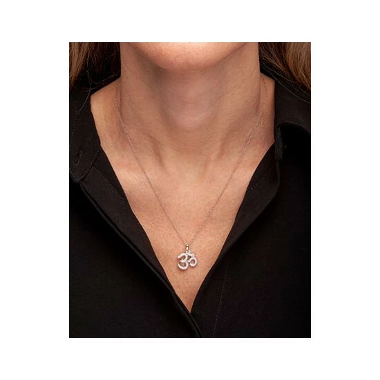 Cheap ๐ฏ Wrapped Diamond Om Pendant Necklace (1/4 Ct. T.w.) In 14k White Gold, 18 + 2 Extender, Created For Macy's ๐ - Image 2